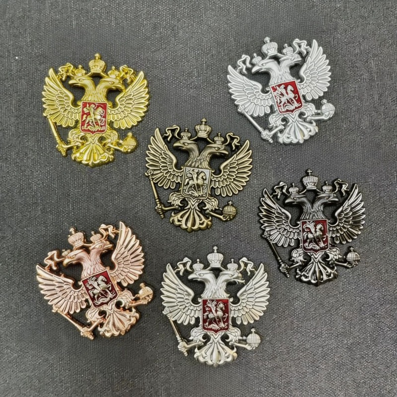 Embroidery Garment - เข็มกลัดรูปนกอินทรีสองหัวแบบคลาสสิก สำหรับทุกเพศ สไตล์วินเทจ เข็มกลัดติดเสื้อ ตราสัญลักษณ์โลหะ เครื่องประดับเสื้อผ้า