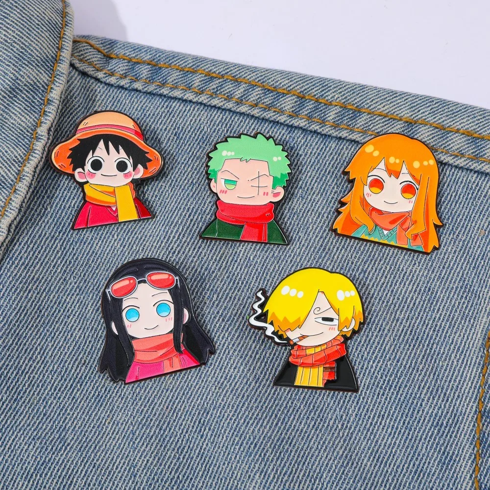 Embroidery Garment - เข็มกลัดการ์ตูนอนิเมะน่ารัก 5 ชิ้น ลายตัวละครน่ารักๆ นามิ ลูฟี่