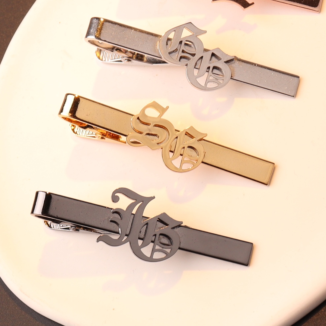 Embroidery Knot - Custom ชื่อเริ่มต้น Tie คลิปสําหรับผู้ชายเนคไท Tie Clasp