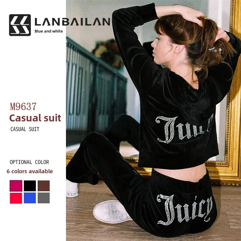 Embroidery Garment - 2025 ใหม่ผู้หญิงสบายๆชุดกีฬาสีทึบเย็บปักถักร้อยแขนยาวHooded SweatshirtกางเกงหลวมFit ★ ★ ★