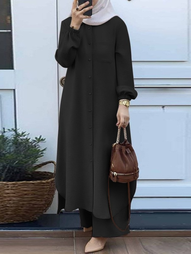 ชุดสีทึบดูไบตุรกีมุสลิม Abaya  - Embroidery Kaftan บทวิจารณ์และราคา
