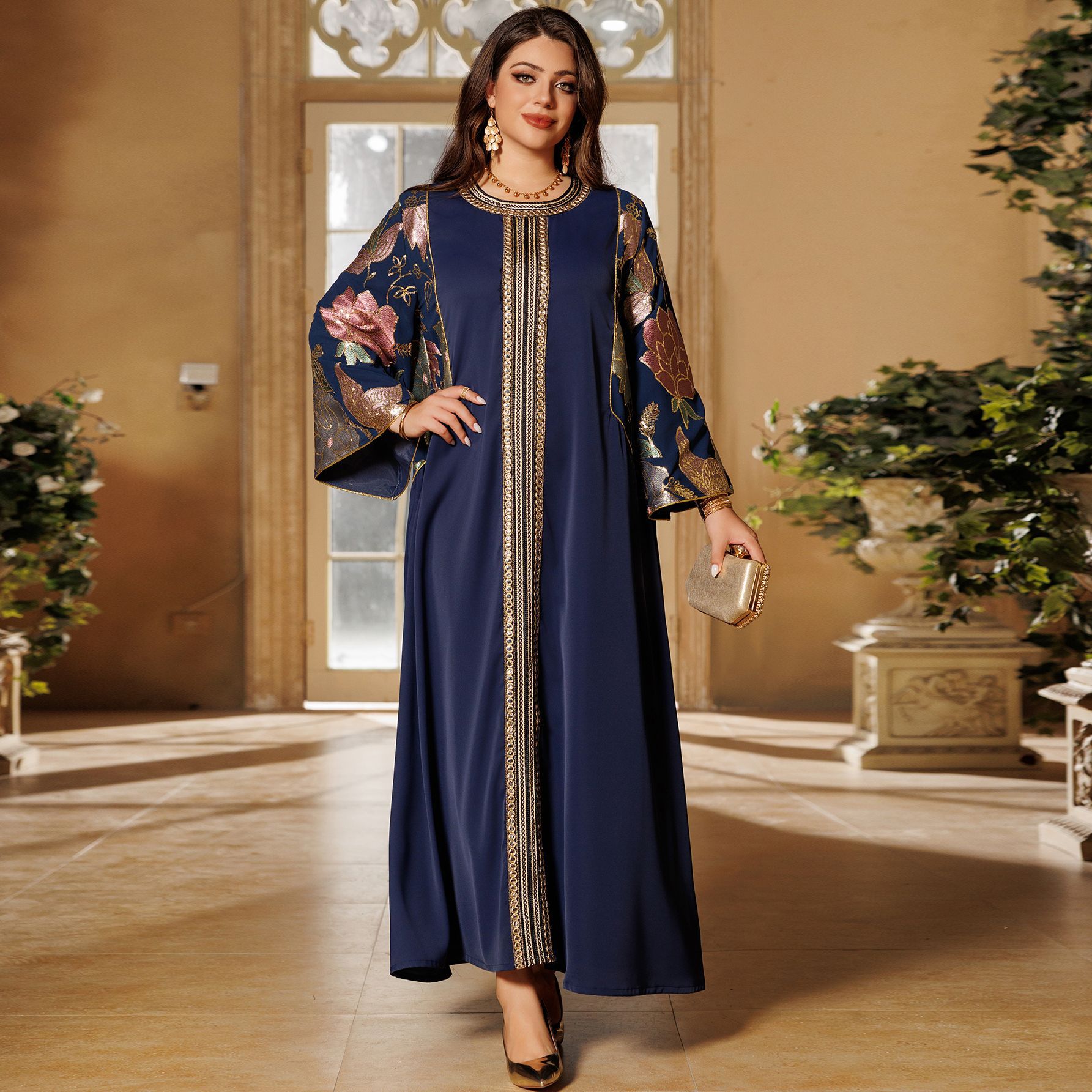 Eid มุสลิมชุดสตรี Abaya ชุดเย็ - Embroidery Kaftan บทวิจารณ์และราคา