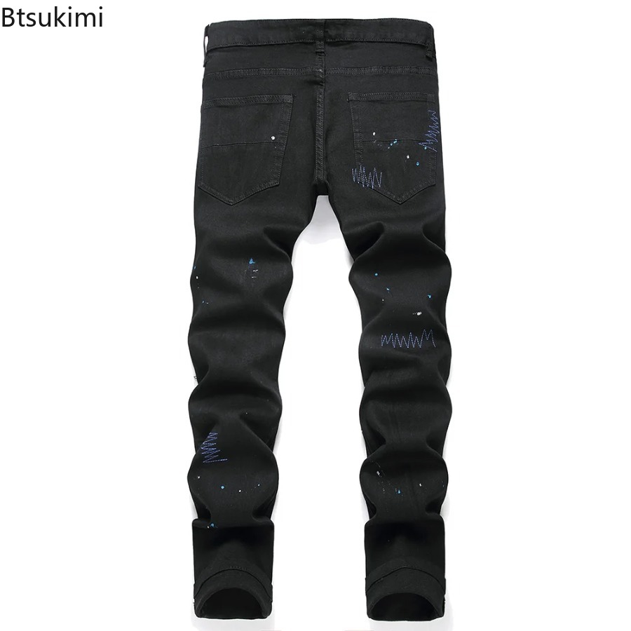 กางเกงยีนส์เดนิมผู้ชายแฟชั่นให - Embroidery On Jeans บทวิจารณ์และราคา