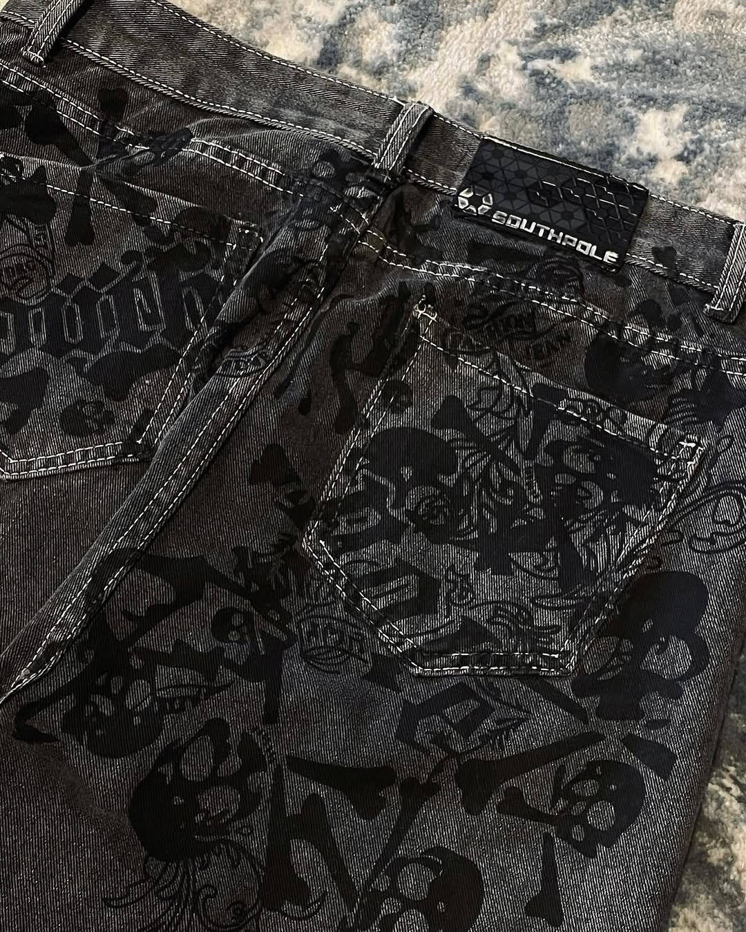 Y2K Street ใหม่ Skull ปักกางเก - Embroidery On Jeans บทวิจารณ์และราคา