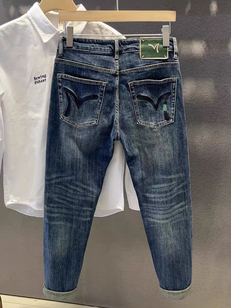 กางเกงยีนส์ผู้ชายสไตล์เรโทร คอ - Embroidery On Jeans บทวิจารณ์และราคา