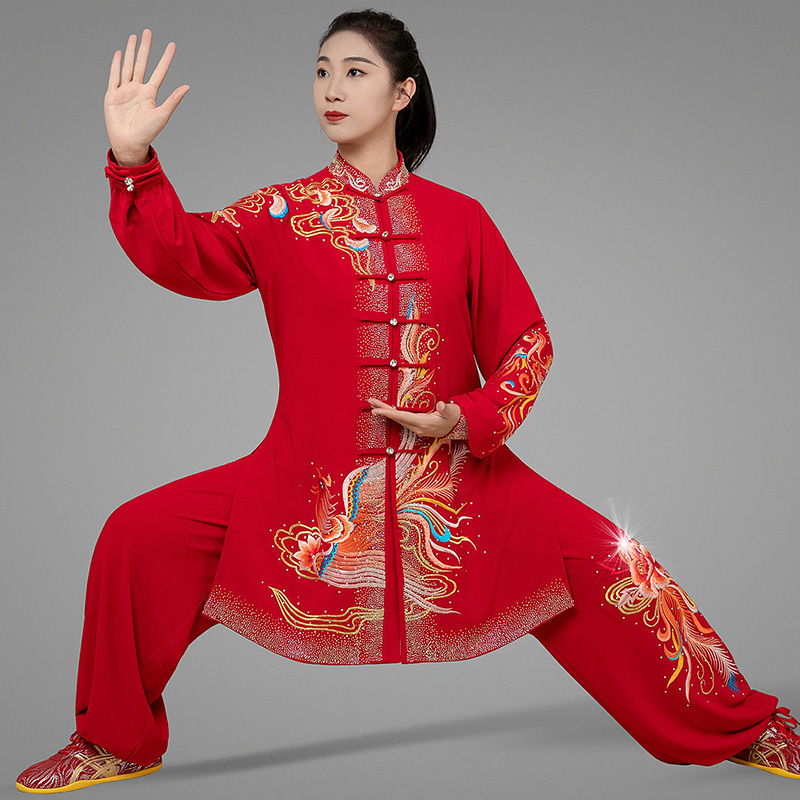 ชุดไทชิปักลายฟีนิกซ์สีแดงประดั - Embroidery Premium บทวิจารณ์และราคา