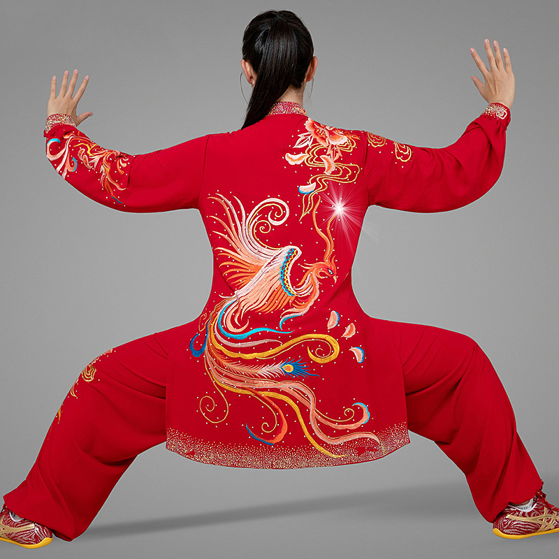 ชุดไทชิปักลายฟีนิกซ์สีแดงประดั - Embroidery Premium บทวิจารณ์และราคา