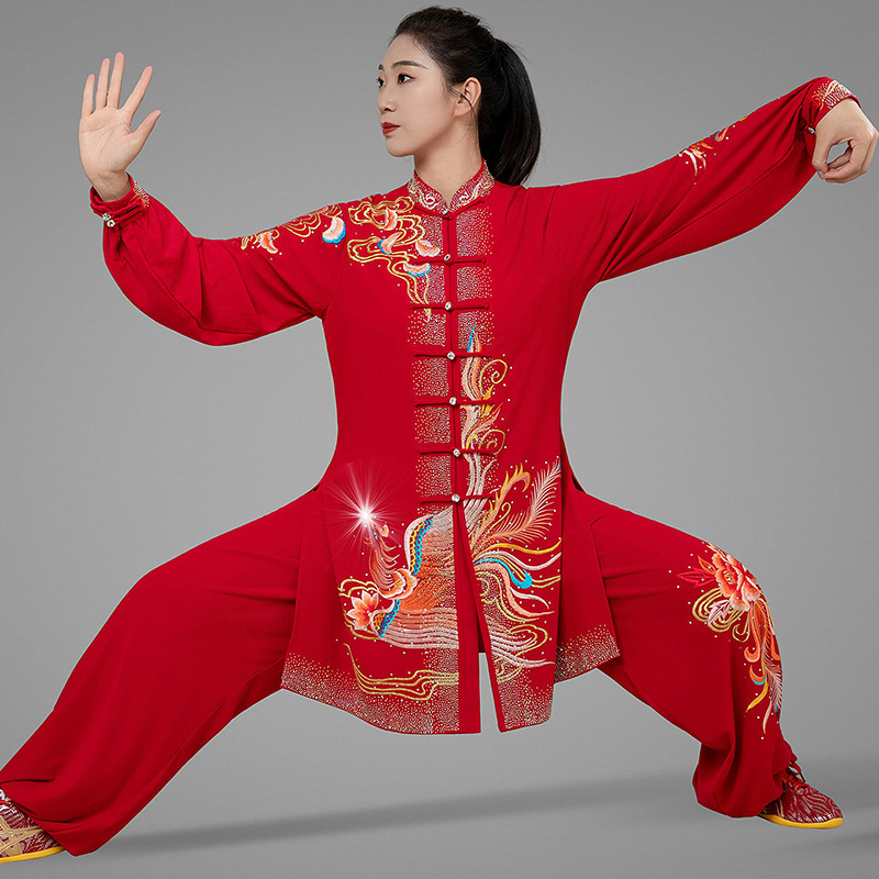 ชุดไทชิปักลายฟีนิกซ์สีแดงประดั - Embroidery Premium บทวิจารณ์และราคา