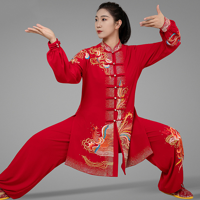 ชุดไทชิปักลายฟีนิกซ์สีแดงประดั - Embroidery Premium บทวิจารณ์และราคา