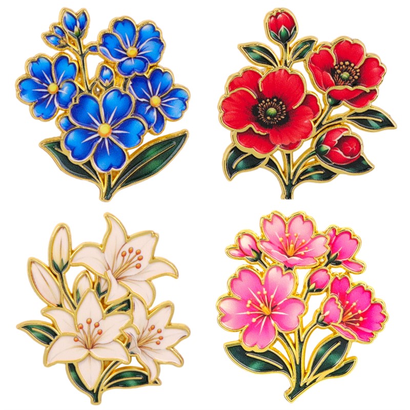 เข็มกลัดเคลือบสีสันสดใสลายดอกไ - Embroidery Garment บทวิจารณ์และราคา